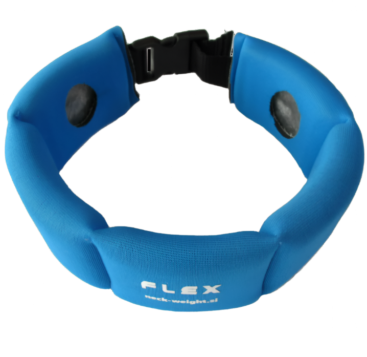 A blue flex freediving neckweight.